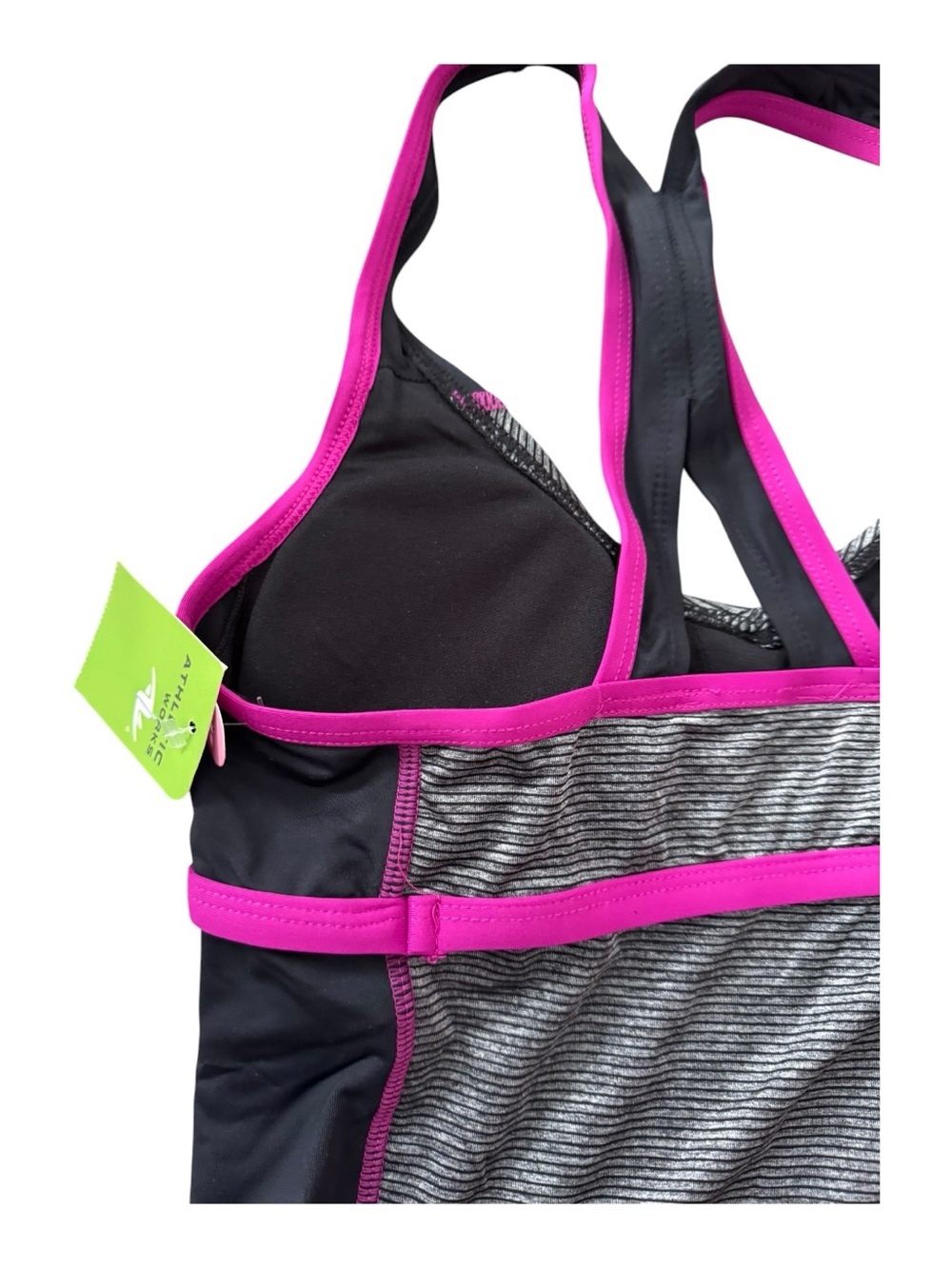 Athletic Works NWT Swim Tankini Top Black Grey Pink Racerback XS/TP - Picture 8 of 10